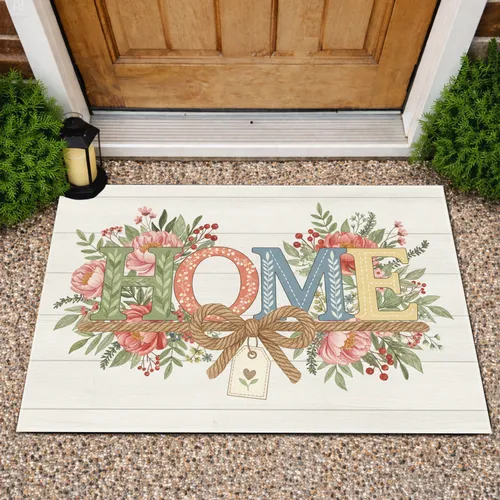 HOME Letters Rustic Botanical - Farmhouse Home Decor Doormat