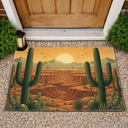 Saguaro Cacti Desert Canyon Landscape Mountain Vista - Southwest Home Decor Gift Doormat
