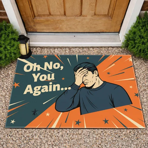 Man Face Palming Oh No You Again - Funny Home Decor Gift for Grumpy Friend Doormat