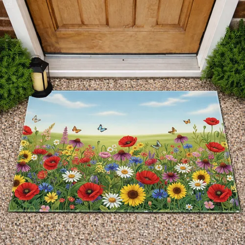 Wildflower Meadow Butterflies - Home Decor Gift for Garden Lover Doormat