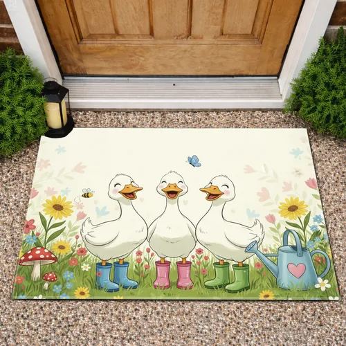 Ducks Rain Boots Wildflower Garden - Home Decor Gift for Garden Lover Doormat