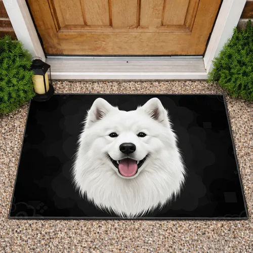 Smiling Fluffy Samoyed Dog - Home Decor Gift for Dog Lovers Doormat