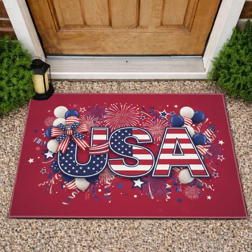 USA Patriotic Flag Fireworks Independence Day Gift Doormat