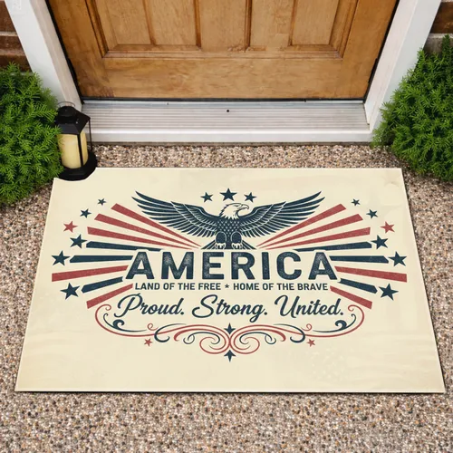 American Eagle Land Of The Free - Independence Day Gift For Veterans Doormat