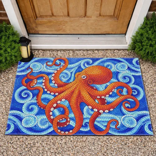 Octopus Tentacles Swirling Waves - Home Decor Gift for Ocean Lover Doormat