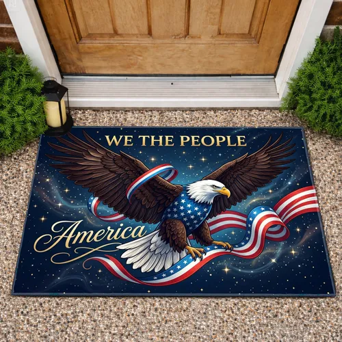 Bald Eagle American Flag 1776-2026 America - Independence Day Gift for Veterans Doormat