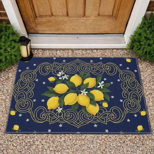 Lemon Branch Celtic Knot Navy Blue Field - Home Decor Gift Doormat