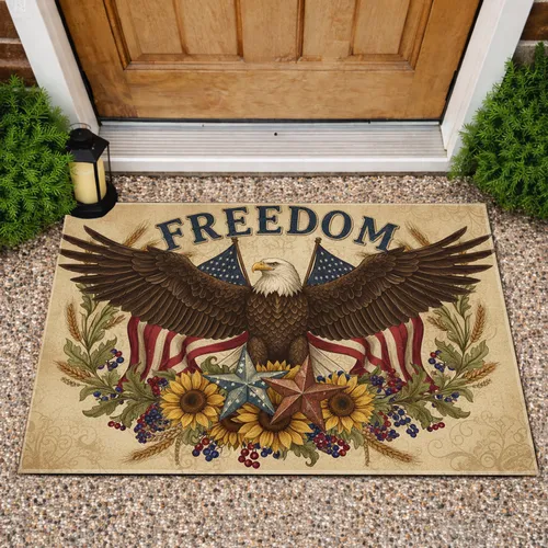 Bald Eagle American Flag Freedom - Independence Day Gift for Veterans Doormat