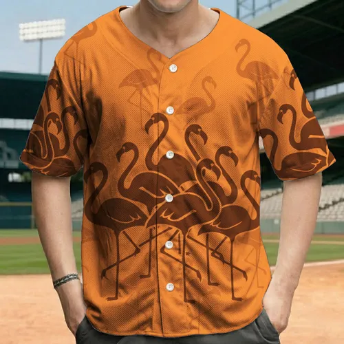 Orange Dark Brown Flamingo Focal Group Wildlife Lover Gift Baseball Jersey