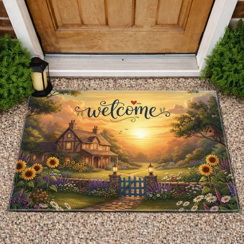 Welcome Farmhouse Garden Sunset - Farmhouse Home Decor Gift Doormat