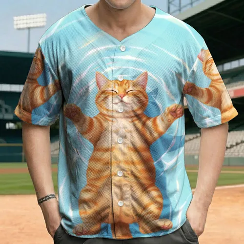 Floating Ginger Tabby Cat Clear Aqua Water - Everyday Gift for Cat Lovers Baseball Jersey