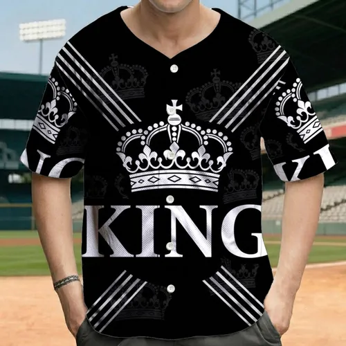 King Crown Ornate Crown Motifs Athletic Pinstripes - Aspirational Lifestyle Gift Baseball Jersey