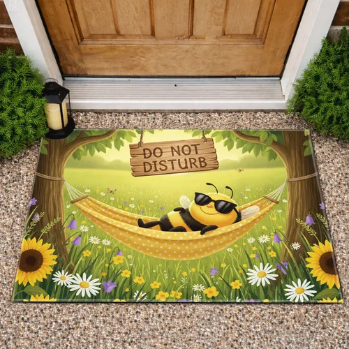 Bumblebee Hammock Do Not Disturb Wildflower Meadow - Relaxation Home Decor Gift for Bee Lover Doormat