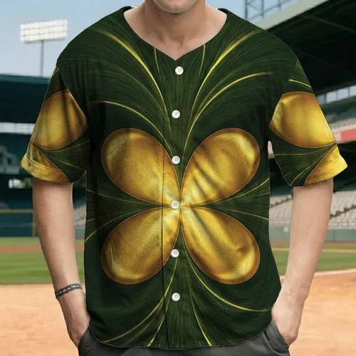 Golden Clover Blossom Forest Green Radiance - Garden Lover Gift Baseball Jersey