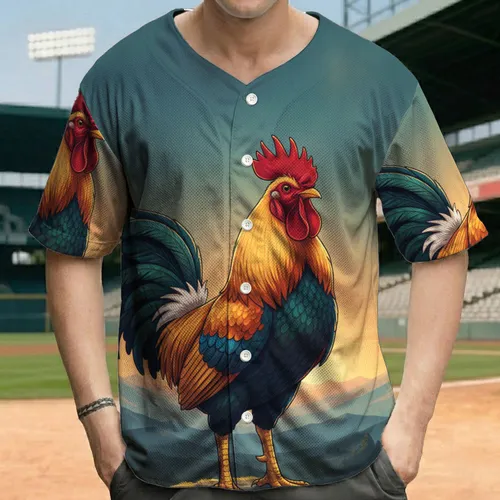 Majestic Rooster Mountain Twilight - Wildlife Lover Gift Baseball Jersey