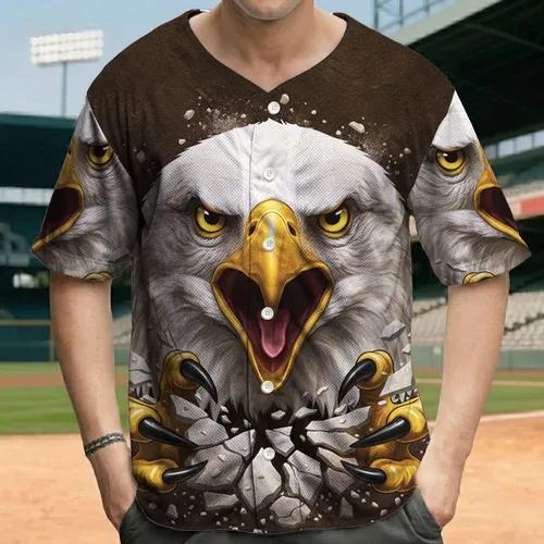 Bald Eagle Head Talons Shattering Stone Dark Surface Background - Wildlife Lover Gift Baseball Jersey