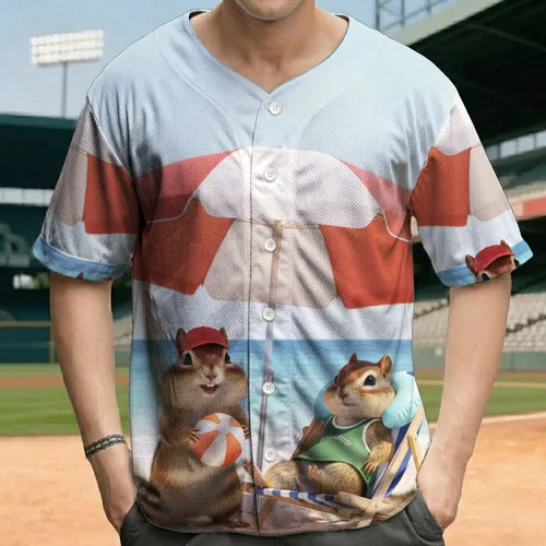 Friendly Chipmunks Relaxing Beach Chair Ocean Umbrella - Wildlife Lover Beach Vacation Gift Baseball Jersey