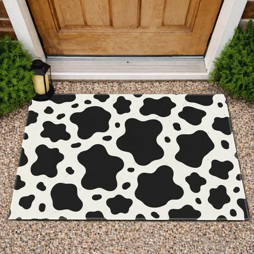 Black Cream Cow Print Farmhouse Home Decor Gift for Cow Lover Doormat