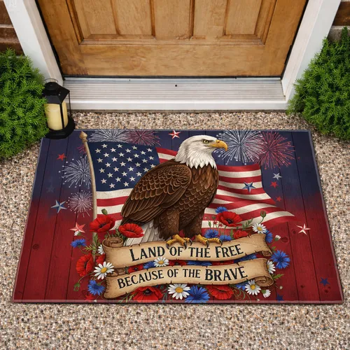 Bald Eagle American Flag Independence Day Gift for Veterans Doormat