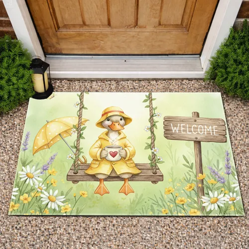 Duck Welcome Sign Wildflower Meadow - Rustic Home Decor Gift Doormat