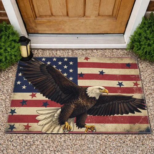 Bald Eagle American Flag - Independence Day Gift for Veterans Doormat
