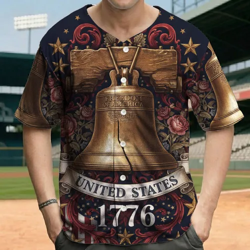 Liberty Bell Freedom 1776 American Flag - Independence Day Gift for Veterans Baseball Jersey