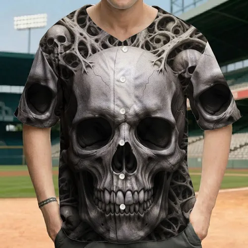 Realistic Human Skull Organic Bones - Dark Fantasy Lover Gift Baseball Jersey