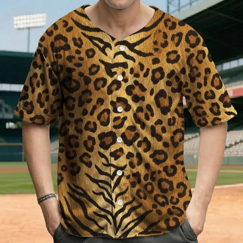 Golden Brown Leopard Tiger Fur Markings - Wildlife Lover Gift for Animal Lover Baseball Jersey