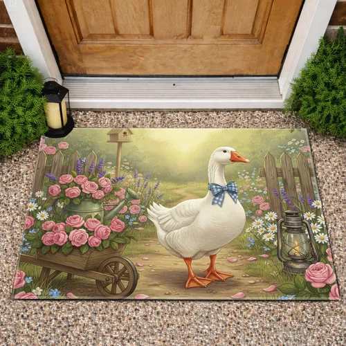 White Goose Cottage Garden Farmhouse Decor Gift for Garden Lover Doormat