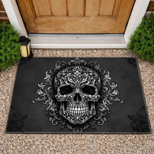 Gothic Baroque Skull Crest Home Decor Gift Doormat