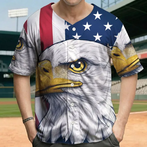 Bald Eagle American Flag - Independence Day Gift for Veterans Baseball Jersey