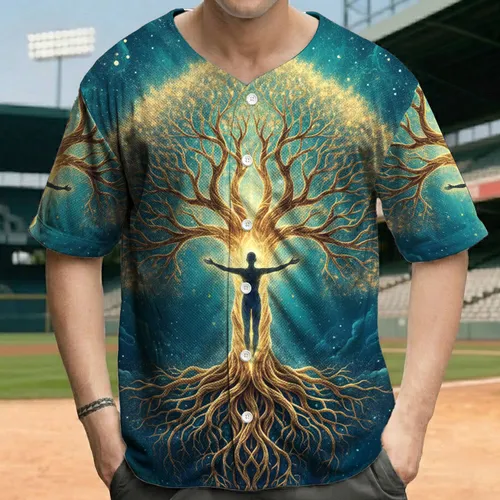 Luminous Tree of Life Human Figure - Yoga Meditation Lifestyle Gift Baseball Jersey