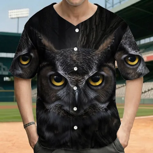 Great Horned Owl Forest Night - Wildlife Lover Gift for Bird Watchers Baseball Jersey