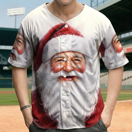 Jolly Santa Claus Portrait Frosted Winter Ambiance - Christmas Holiday Gift for Lovers Baseball Jersey