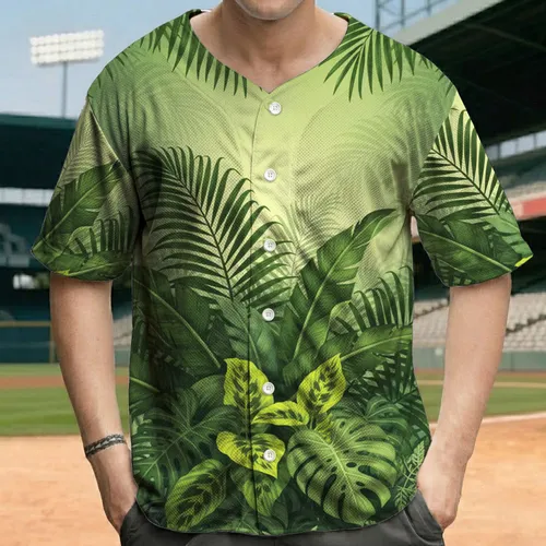 Jungle Flora Tropical Palm Fronds Monstera Fern Leaves - Tropical Lifestyle Gift Baseball Jersey