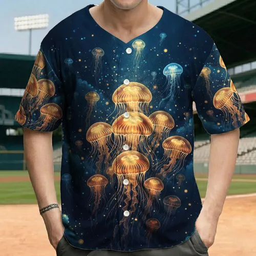 Glowing Bioluminescent Jellyfish Ocean Abyss - Marine Wildlife Gift Baseball Jersey