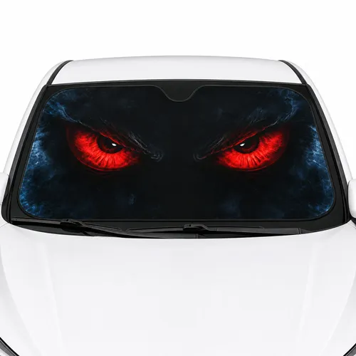 Red Eyes Animal Dog Lovers Christmas Winter Essentials - Vehicle Accessory Mom Dad Car Sunshade