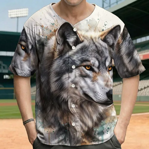 Wolf Head Grey White Warm Brown Amber Eyes Aura - Wildlife Lover Gift Baseball Jersey