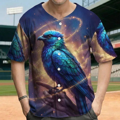 Iridescent Bird Ethereal Light Human Hand Celestial Nebula - Fantasy Art Lover Gift Baseball Jersey