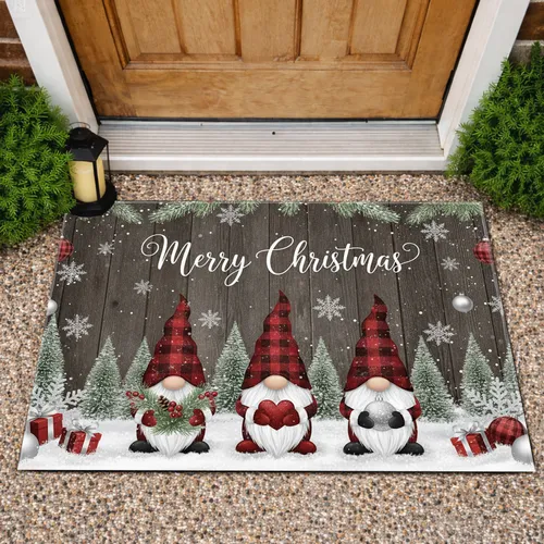 Merry Christmas Gnomes Snowflakes - Farmhouse Holiday Decor Doormat