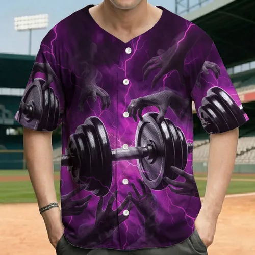 Spectral Hands Chrome Dumbbell - Workout Motivation Gift for Gym Enthusiasts Baseball Jersey