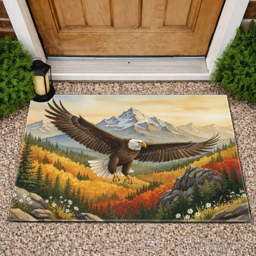 Bald Eagle Mountain Vista Forest - Wildlife Lover Home Decor Gift Doormat