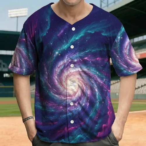 Spiral Galaxy Swirling Nebula Stars Cosmic Dust - Space Exploration Gift for Stargazers Baseball Jersey