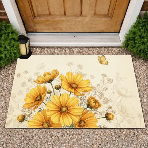 Cosmos Wildflowers Butterfly Flower Garden - Home Decor Gift for Garden Lover Doormat