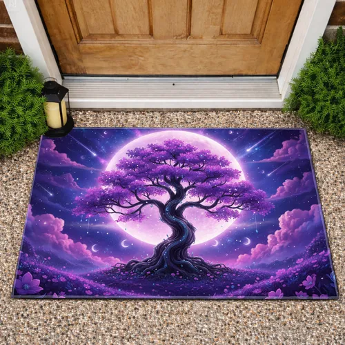 Ancient Tree Full Moon Cosmic Night Sky - Home Decor Gift for Fantasy Lovers Doormat