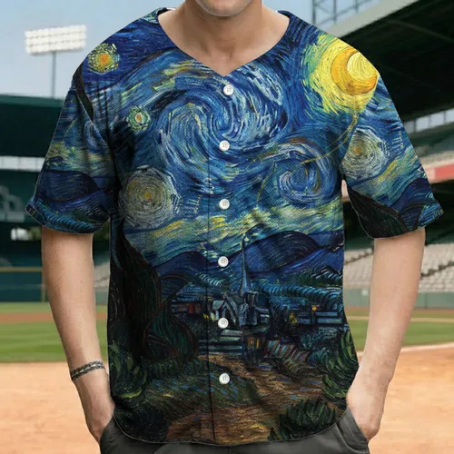 Luminous Moonlit Cypress Forest Swirling Night Sky – Nature Lover Gift Baseball Jersey