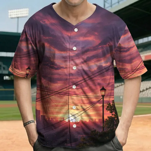 Cityscape Sunset View Urban Buildings - Everyday Wear City Lover Gift Baseball Jersey