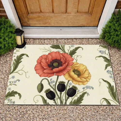 Poppies Wildflowers Botanical Garden - Home Decor Gift for Garden Lover Doormat