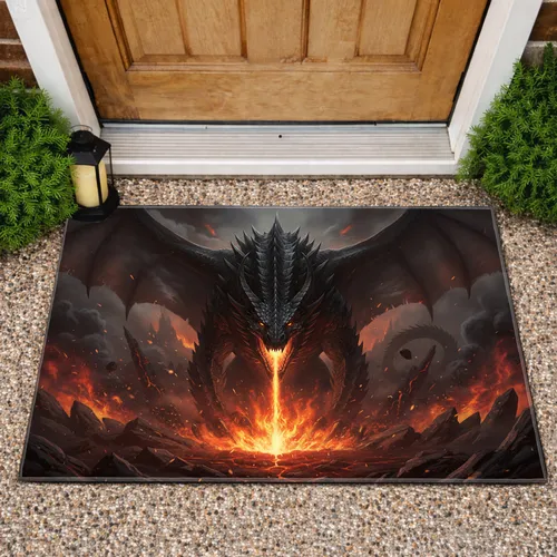 Dragon Fire Volcanic Landscape - Home Decor Gift for Dragon Lover Doormat