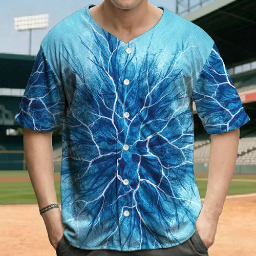 Deep Blue Ice Fractures Crystalline Structure - Nature Lover Gift Baseball Jersey